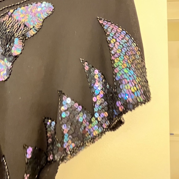 Free People Sequin Butterfly Beaded Crop Top in Black purple Size S/P - Picture 5 of 9